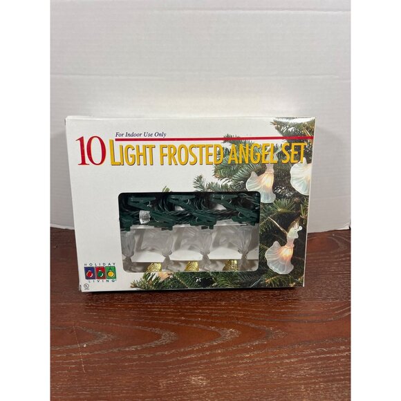 Vintage 10 Light Frosted Angel Set Decorative Holiday Lights D4 - Picture 1 of 4
